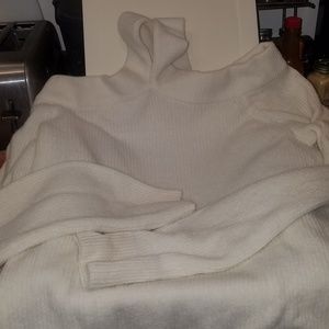 Anthropologie cross neck white sweater